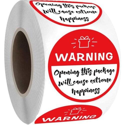 500PCS/roll circular warning stickers 1.5inch 3.8cm black and white warning labels self-adhesive craft Adorable Extreme Happines