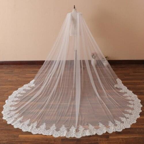 Lace Bridal Shawl Veil White/Ivory 3M Cathedral Length Wedding Veil Wedding Shawl Tulle Wedding Shawl