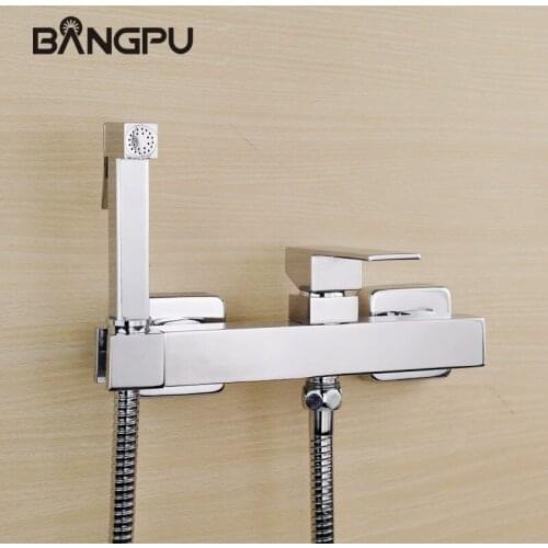 BANGPU Brass Handheld Bidet Faucet Bathroom Bidet Shower Sprayer Wall Mounted Hand Bidet Sprayer Set In Polished Chrome Finish