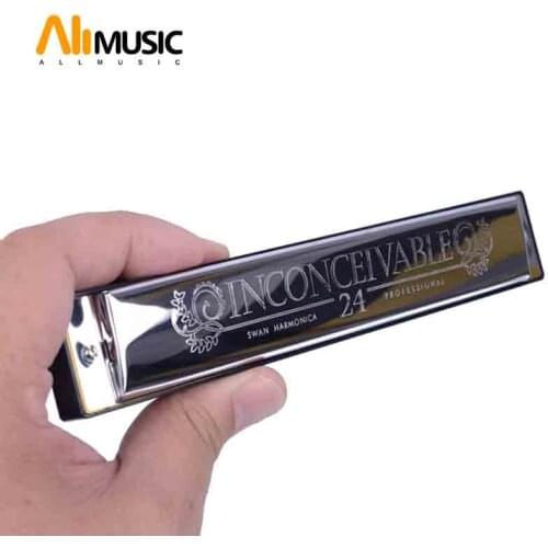 Swan SW24-4 Tremolo Harmonica 24 Holes 48 Tones C Key with Black Box