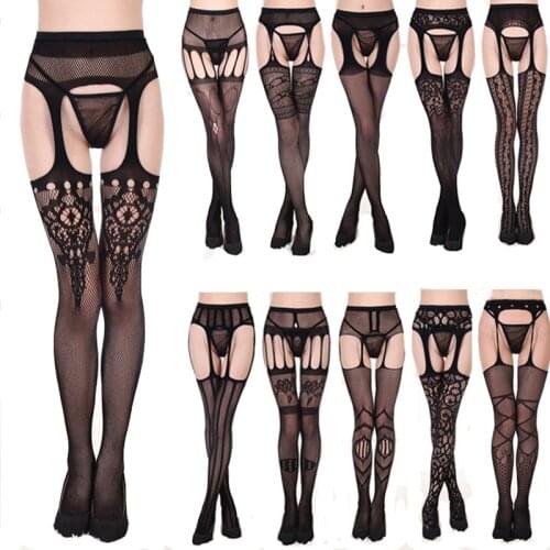 Luckymily 2019 New Sexy Women Lingerie Stockings Garter Belt Fishnet Tights Transparent Pantyhose Thigh Thin Long Women Stocking