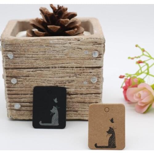 Lovely Small Square Paper Cards with Cute Cat Printed 2.6x3.3cm 200pcs/lot for Clothes Jewelry Party Decoration Gift Decoration