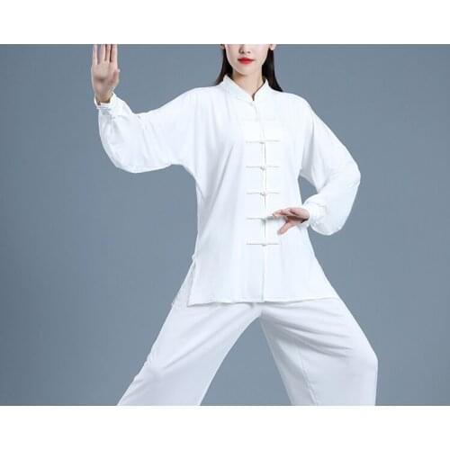 Milk Silk Women White Taiji Sets Clothing Tang Suit Kung Fu Uniform Martial Arts Tai Chi Suits Garment Martial Arts Chinoiserie