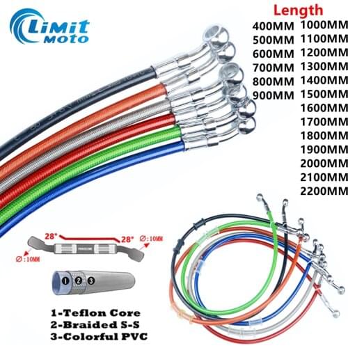 Motorcycle AN3 400 -2200mm Dirt Bike Braided Hose Hydraulic Reinforce Brake line Clutch Oil Tube M10 Banjo Universal Fit Racing