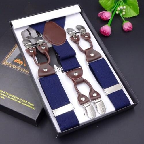 Mens Six Clip 3.5 Jacquard Strap 3.5*115cm Six Clip Printing Ribbon Six Clip Wide Strap