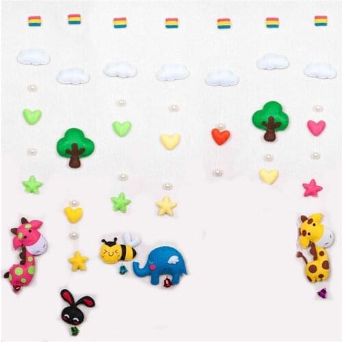 New Free Cut Non woven Fabric Hand Made Fabric Diy Material Package Zoo Curtain Green Forest Needle Key Ring Cotton Rope