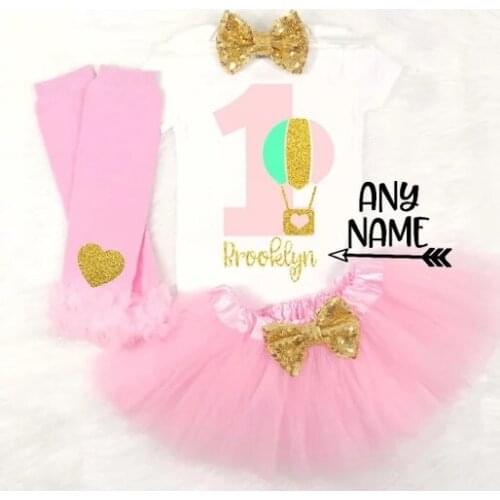 Personalize hot air balloon girls birthday bodysuit onepiece Tutu t shirt legwarmers toodles Outfit set baby shower gifts