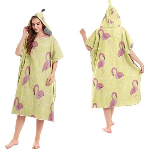 Microfiber Swimming Pool Beach Towels Outdoor Changing Poncho Man Woman Bathrobe Hooded Surf Poncho Towel Swimsuit Beachwear
