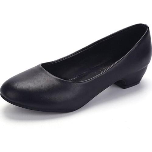 The new round head thick with shallow expressions using single shoes female professional tooling older low shoes with my mother