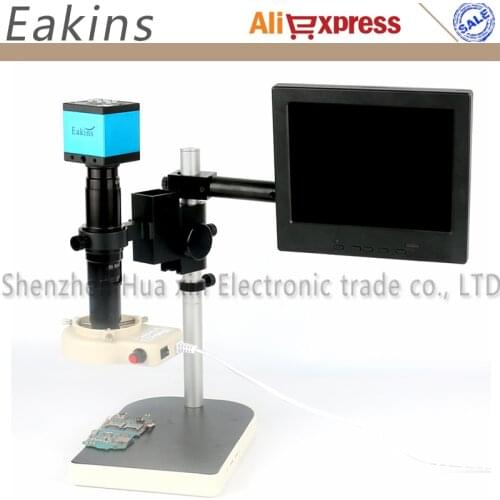 Full Set 20MP Industrial Microscope Camera HDMI USB Outputs With 200X C-mount Lens +8" HD LCD Monitor + 56 LED Light Microscopes