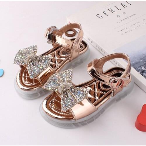 Girls Sandals 2021 Summer New Childrens Shoes Childrens Beach Shoes Girl Sandals Princess Bright Diamond Butterfly Sandals