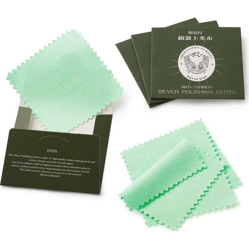 Pandahall 50pcs Silver Polishing Cloth, Antitarnish, Square, about 7.5cm wide, 7.5cm long