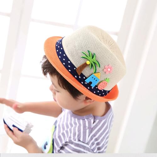 New Autumn Summer Baby Hat Children Fashion Coconut Flower Straw Hats Boys Girls Beach Caps Kids Photography Accessories #CS