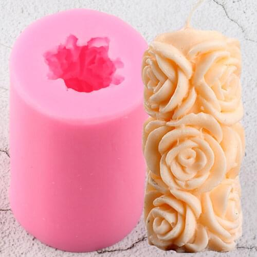 Silicone Candle Mold 3D Rose Flower Aromatherapy Wax Resin Clay Soap Molds Fondant Cake Decorating Tools Chocolate Candy Moulds