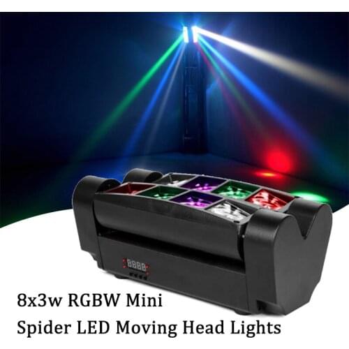 Grezer 8x3w DMX RGBW Mini Spider DJ Bar Party LED Moving Head Lights