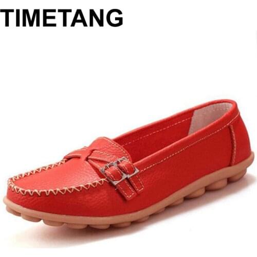 TIMETANG Moccasins Loafers Soft Slip on Women Flats Female Shoes Mother Casual Shoes Fashion Woman Genuine Leather Ladies Shoes