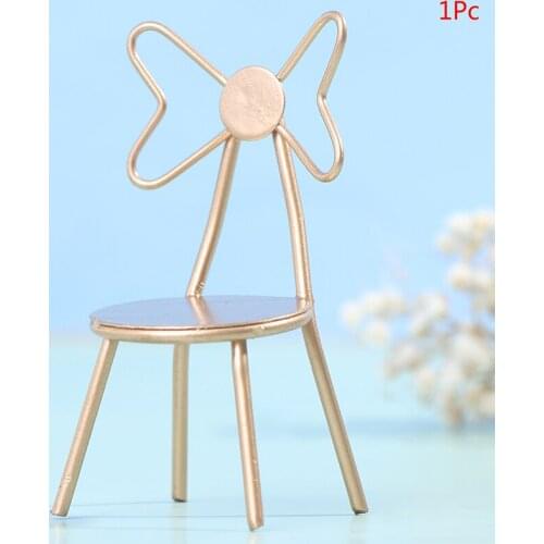 1/2Pcs 1:12 Dollhouse Miniature Metal Chair Back Chair Butterfly Chair Doll Chair Toy