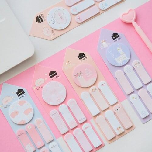 1set Memo Pads Sticky Notes Alpaca Unicorn Paper Notepad iary Scrapbooking Stickers Office School stationery Bookmark