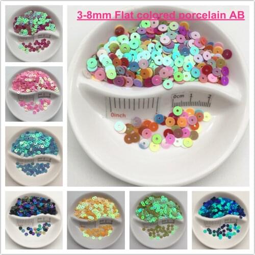 3mm 4mm 5mm 6mm 8mm Flat Round AB Colored Porcelain PVC Sequins Paillette Sewing Craft Wedding Decoration Dress Shoe Cap DIY