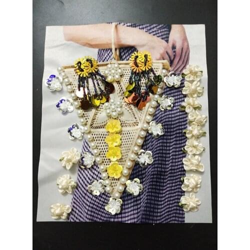 3D Painting Patch Pearl Sequin Flowers T-shirt Denim DIY Handmade Accessories Applique Clothes Home Decoration Painting