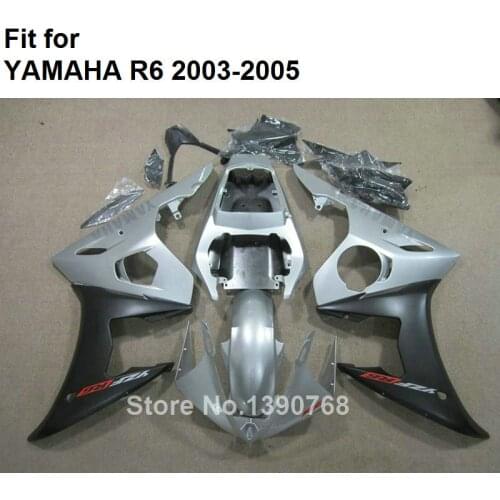 7 Free Gifts Silver Black Motorcycle Fairing Kit For YAMAHA YZF R6 2003 2004 2005 Fairings Set R6 03 04 05 HZ82