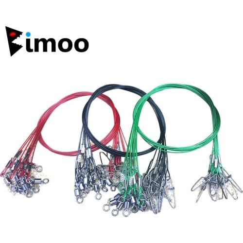 Bimoo 10PCS Thick Wire 50CMX1mm 150LB Steel Fishing Leader Trace Saltwater Fishing Trolling Anti Bite Lure Jig Hook Connector
