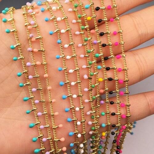 1 Meter Gold Wire Wrapped Rosary Chains Stone Beads Chain for Making DIY Bracelet Necklace Anklet Jewelry Findings Wholesale