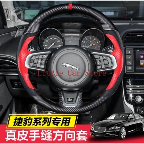 DIY Stitching Suede Leather Steering Wheel Cover For Jaguar F-PACE TYPE xel xf xfl E-PACE XJ Interior Accessories