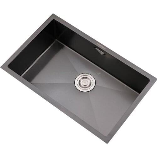 Black Kitchen Nano Handmade Sink Large Single Tank 304 Stainless Steel Sink Household Undercounter Sink