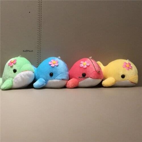 Flower Dolphin DOLL 13CM Keychain TOY ; Plush Stuffed Pendant Wedding Bouquet TOY