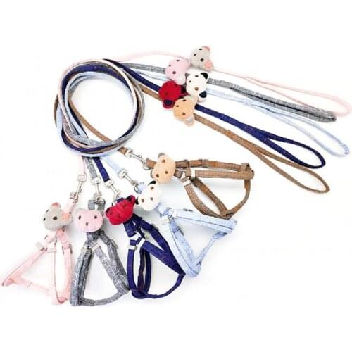 Two Styles of Teddy Pomeranian Small Animal Collar Buckle Cartoon Bear Explosion-Proof Traction Rope Chest Harness Pet Supplies