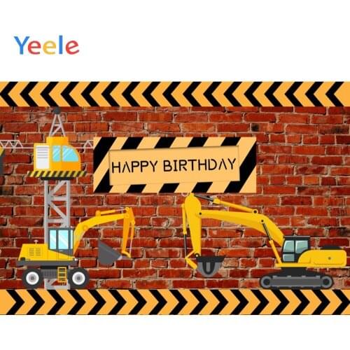 Yeele Photozone for Baby Tractor Excavator Brick Wall Birthday Party Photography Background Photographic Backdrops Photo Studio