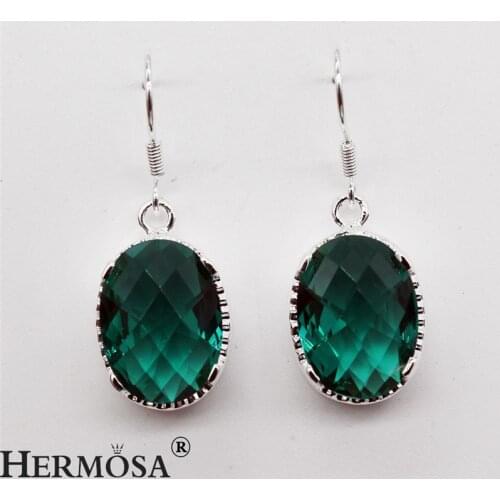 Hermosa GreenTopaz Fashion Jewelry Sunshine Oval Jewelry Earrings For Women