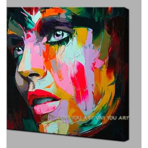 Nielly Francoise ArtWork Hand-painted Oil painting Wall Moonlight Face Art Home Decoration Modern Women Oil Painting on Canvas