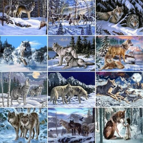 AZQSD Painting By Numbers Animal DIY Acrylic Kids Paint Handpainted Gift Coloring By Numbers On Canvas Wolf Decor For Home