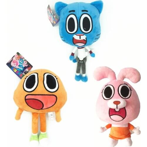 Kawaii Amazing World Gumball Darwin Anais Cartoon Plush Doll Toy Cute Cat Bunny Gumball Stuffed Toy Children Kids Gift 25cm