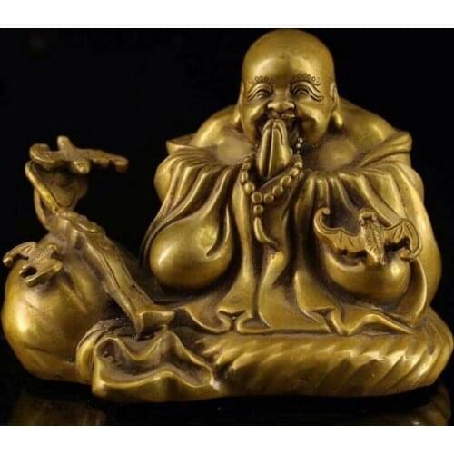 Chinese Old copper handmade Maitreya Buddha