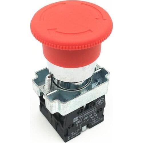 3pcs XB2 BS545 Red Mushroom Head Emergency Stop Pushbutton Switch Turn to Release 1 NO 1 NC Rotate Reset 22mm Mounting Hole