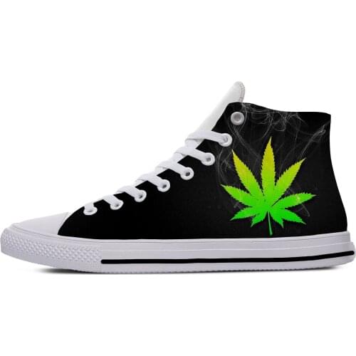 Smoking 3D Weed Anime Funny Cool Fashion Popular Casual Cloth Shoes High Top Lightweight Breathable 3D Print Men women Sneakers