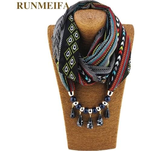 RUNMEIFA Pendants Necklaces Scarf Iron Alloy Pendant Acrylic Material Bohemian Womens Scarf Accessories Scarf Free Ship170*47cm