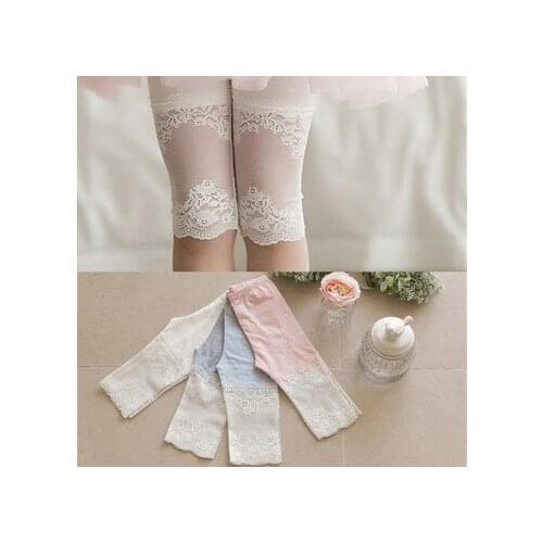 Summer 2019 Girl Leggings Fashion Lace Casual Skinny Pants Cotton Elastic Waist Toddler Knee Length Leggings New Arrival 2-7 Y