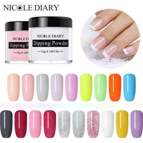 NICOLE DIARY Dipping System Powder Without Lamp Cure Nails Dipping Nail powder Nail Powder Natural Dry DIY Nail Decoration