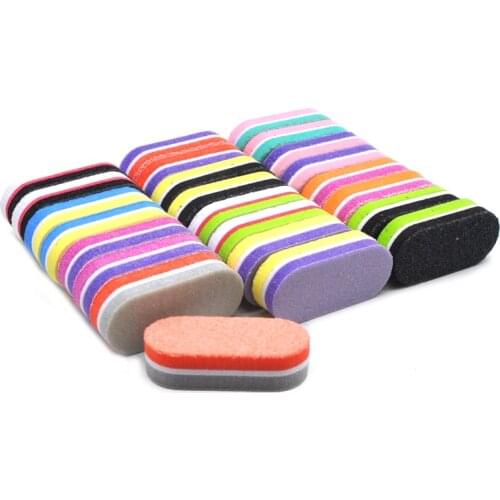 50 Pcs Mix Color Mini Sponge Nail Files Block Sanding Grinding Colorful UV Gel Polish Professional Nail Art Care Salon Tools Set