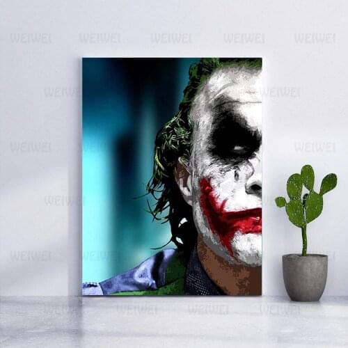 Black and White Joker Modular Pictures Unframed Canvas Painting and Wall Art Posters for Living Room Decoration Unique Gift Weiw