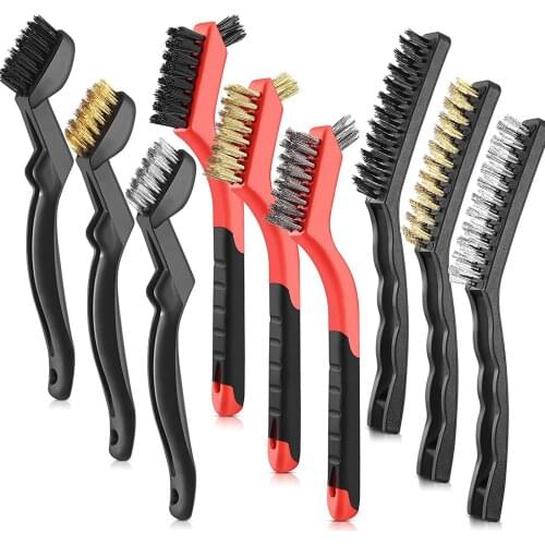 9-piece steel brush set nylon stainless steel brass wire cleaning brush steel bristles are used for cleaning paint and derusting