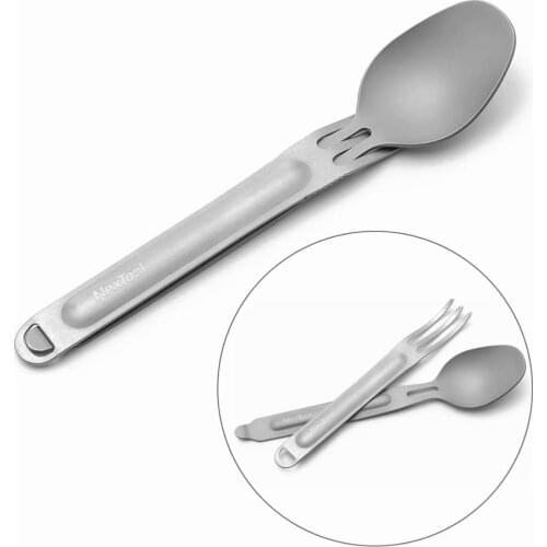 NexTool Titanium Assemblable and Separable Portable Camping Fork and Spoon Set, with Case, KT5525