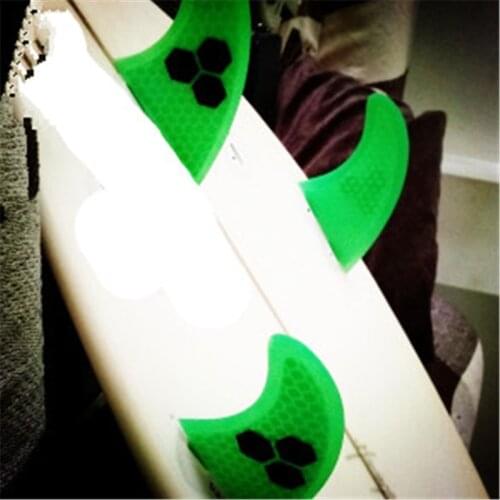 Surfboard Fins - Thruster Surf Fin Set (FCS Medium G5 M5 Style) green