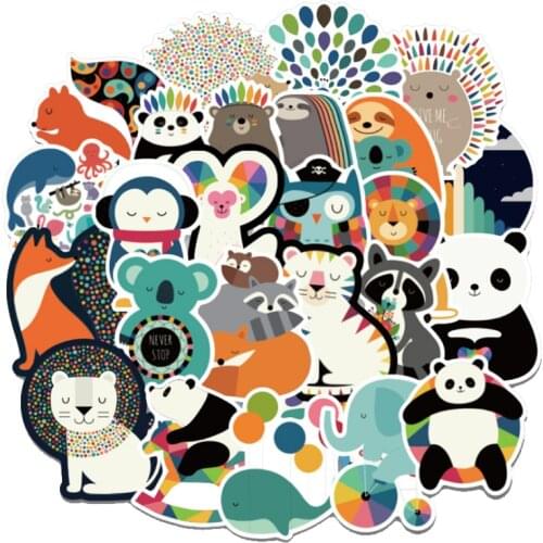 10/30/50PCS Colorful Animal Gorgeous Cartoon Sticker Trolley Cute Waterproof Guitar Car Scooter Graffiti Wholesale