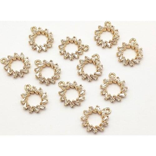 New arrival! 16x13mm 50pcs Cubic Zirconia Round Charm for Handmade Necklace Earring DIY Parts Jewelry Findings & Components