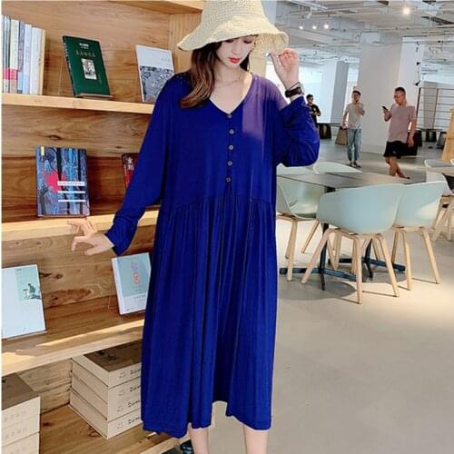 Nuisette Femme 2021 Spring Summer Nightgowns Women Sexy V Neck Long Dress Loose Plus Size Nightdress Female Nightshirt Buttons